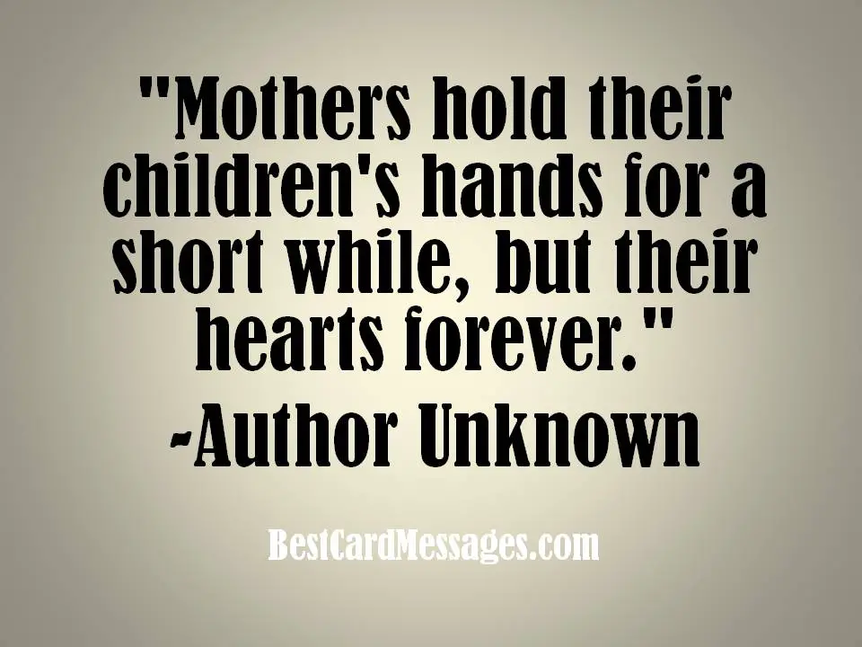 Mothers Hold Their Children/'s Hands Quote MOTHER/'S DAY CARD Gifts for Her